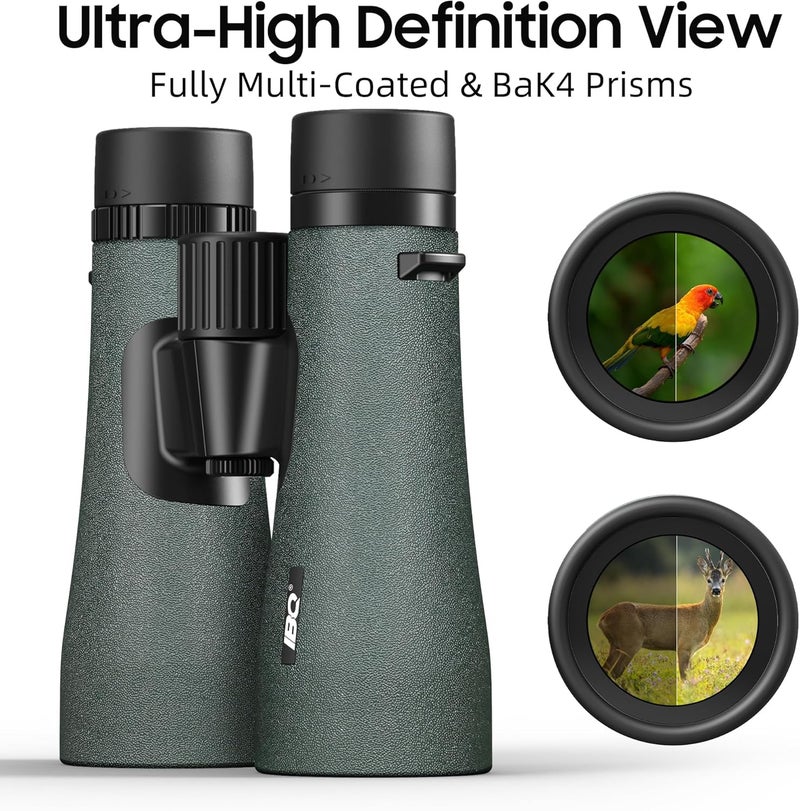 IBQ 12x50 UHD Binoculars for Adults High Powered with Upgraded Phone Adapter - Large View, Lightweight, IPX7 Waterproof - Binoculars for Hunting Bird Watching Travel Cruise - Image 2